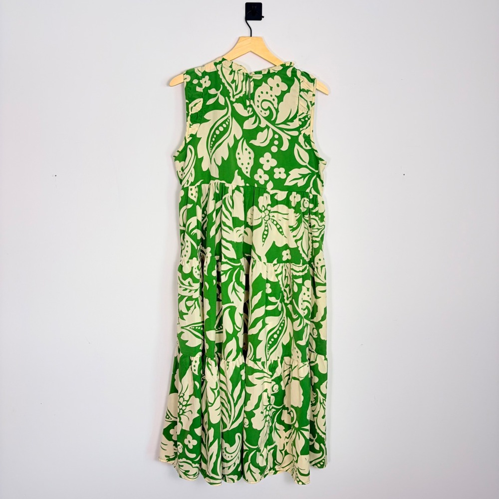 Umgee USA Green Floral Print Mock Neck Ruffle Tiered Midi Dress Women Size S - Picture 6 of 8